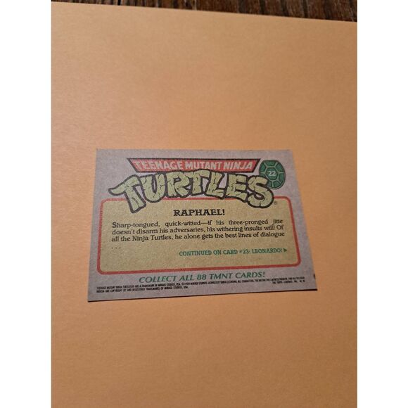 1989 Topps TMNT Raphael Trading Card 22 Teenage Mutant Ninja Turtles - Picture 2 of 2
